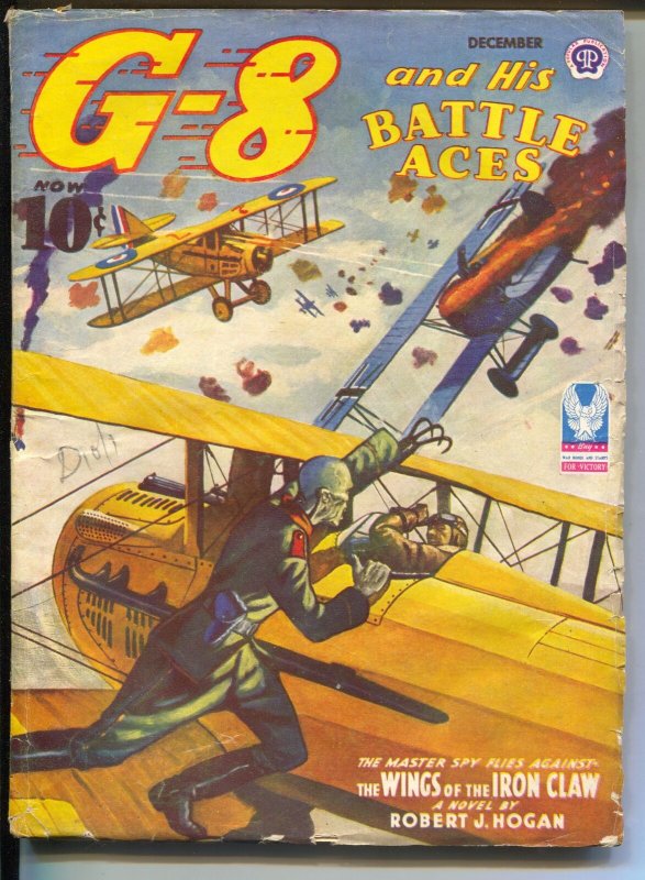 G-8 and His Battle Aces 12/1943-violent hero pulp-Robert J Hogan-VG-