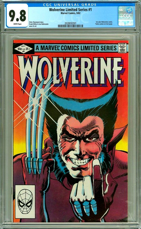 Wolverine Limited Series #1 CGC Graded 9.8 White pages, 1st Solo Wolverine