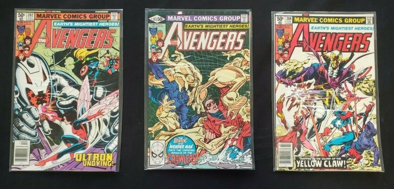 AVENGERS 3PC (VF/NM) ULTRON UNDYING, BEAST & WONDER MAN. YELLOW CLAW 1981-82 