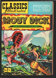 Classics Illustrated #5-HRN 87 1940's-Moby Dick-Herman Melville-15¢ cover pri...