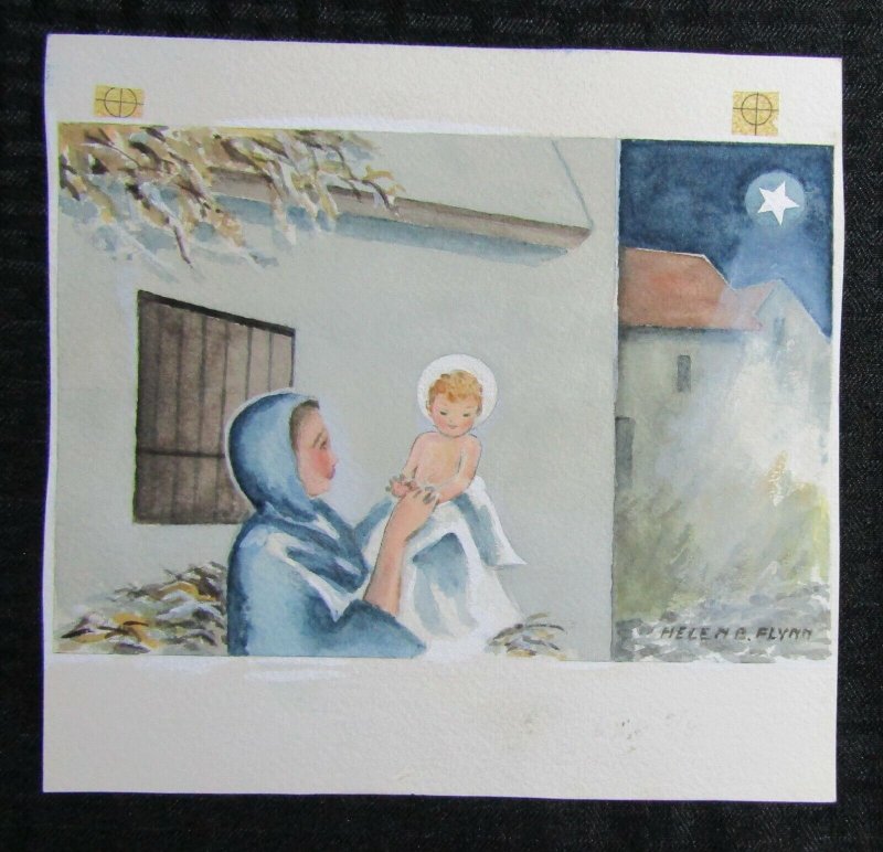 RELIGIOUS Mary Tickling Baby Jesus w/ Star 8.5x8 Greeting Card Art #R5221