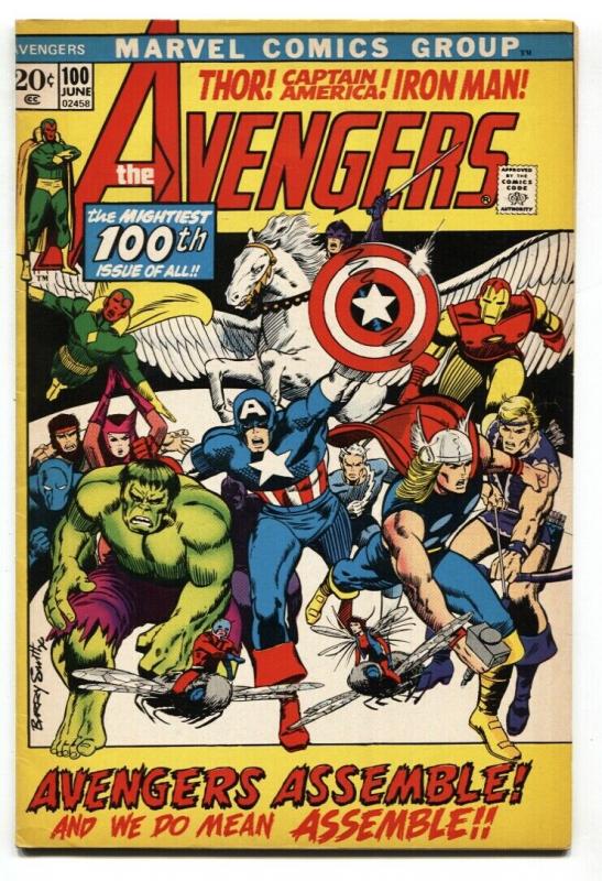 Avengers #100 1972- Classic Barry Smith cover- All members assemble VF+ 