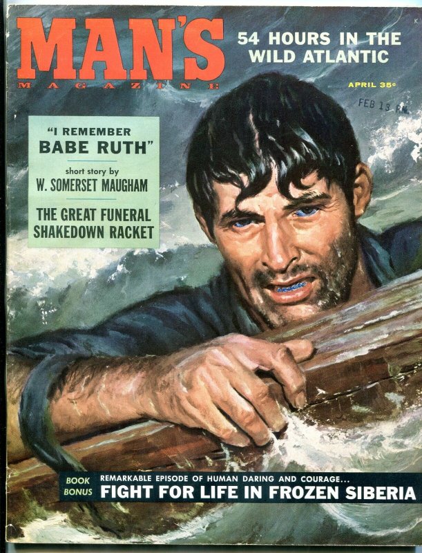 Man's Magazine April 1958-BABE RUTH/TEEN-AGE GANG/CHEESECAKE VG/FN