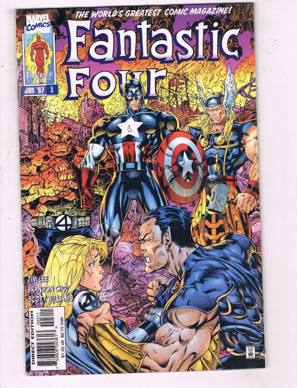 Fantastic Four #3 VF Marvel Comic Book Jim Lee Art Thing Captain America 97 DE11