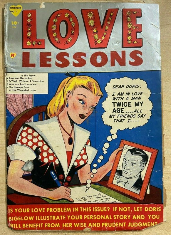 LOVE LESSONS #1 (Harvey,10/1949) POOR (PR)  Bob Powell, Golden Age Romance!