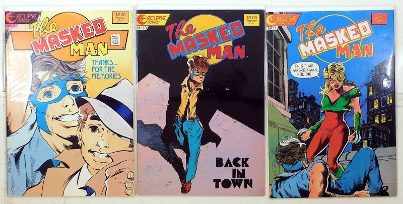 Masked Man Lot of 3 #9, 10, 11 (1986) Eclipse Comics 1st Print Comic Books