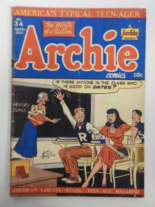 Archie Comics #34 (1948) America's Typical Teenager! Solid GVG Condition!