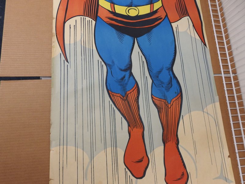 Lifesize Superman Poster (1971) large tears and tape present on poster
