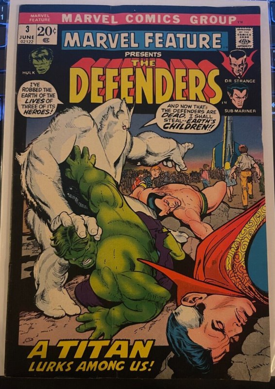 Marvel Feature # 3 FN Comic Book Feat. Defenders Hulk Dr. Strange Namor 1 J224