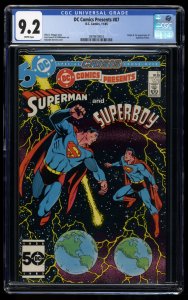 DC Comics Presents #87 CGC NM- 9.2 White Pages Origin and 1st Superboy Prime!