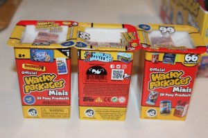 3 sealed Wacky Packages minis 3D Series 1 stickers & advertising display box HTF