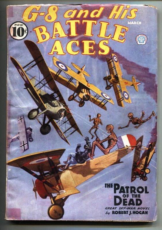 G-8 and His Battle Aces Pulp March 1936-Aviation hero pulp- VG-