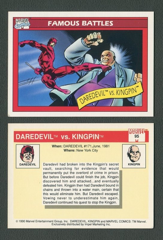 1990 Marvel Comics Card  #95 (Daredevil vs Bullseye) NM