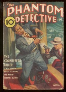 PULP:  PHANTOM DETECTIVE SEPT 1938- COUNTERFEIT KILLER PULP VG