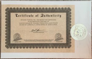 JUSTICE LEAGUE #1 TYLER KIRKHAM DYNAMIC FORCES VARIANT  W/COA DC REBIRTH NM.