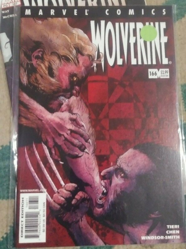 WOLVERINE # 166 2001 marvel   THE HUNTED PT 5 BARRY WINDSOR SMITH+ SABERTOOTH