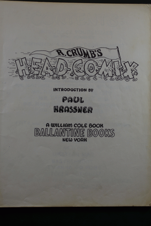 R. Crumb Head Comix First Printing March 1970