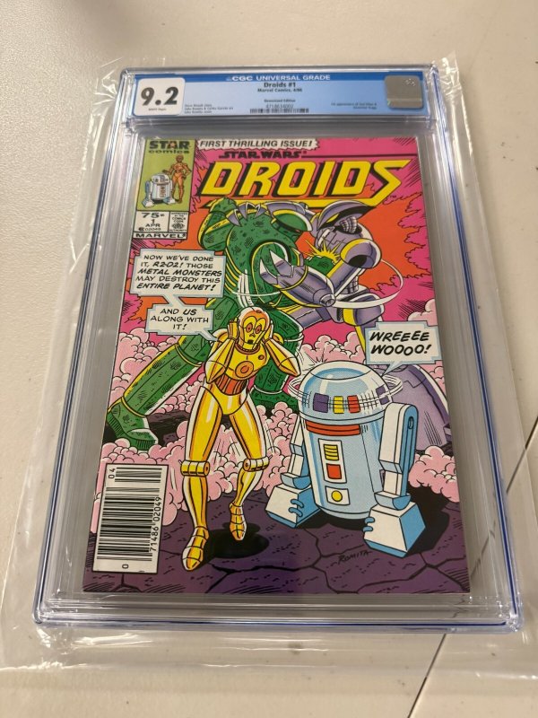 Droids # 1 CGC Graded 9.2 Marvel Star Comic Book Star Wars Newsstand R2D2 JH34