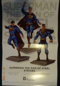 SUPERMAN THE MAN OF STEEL STATUES Promo Poster, 11 x 17, 2013, DC Unused more in