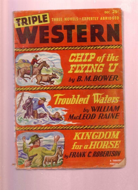 TRIPLE WESTERN--DEC 1948--PULP--FLYING U RANCH STORY VG