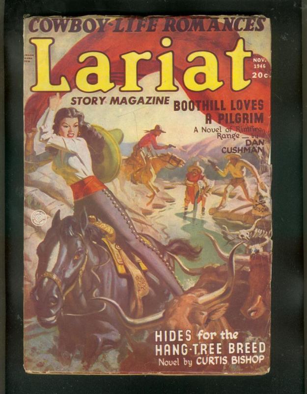 LARIAT-NOV 1946-WESTERN PULP-GOOD GIRL ART-A ANDERSON   VG/FN