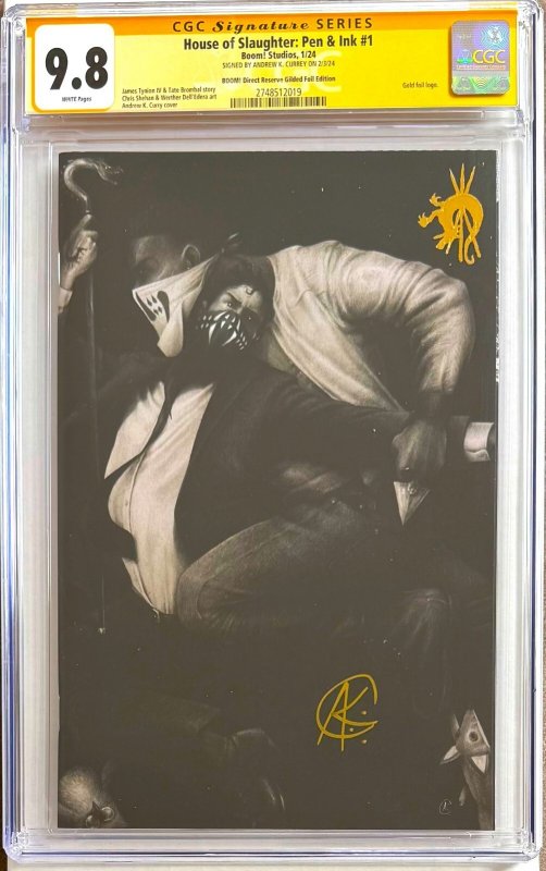HOUSE OF SLAUGHTER: PEN & INK #1 SS CGC 9.8 ?SIGNED CURREY GILDED FOIL LTD 100