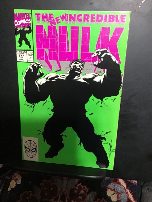 The Incredible Hulk #377 (1991) All new hulk, fluorescent green cover! NM- wow!