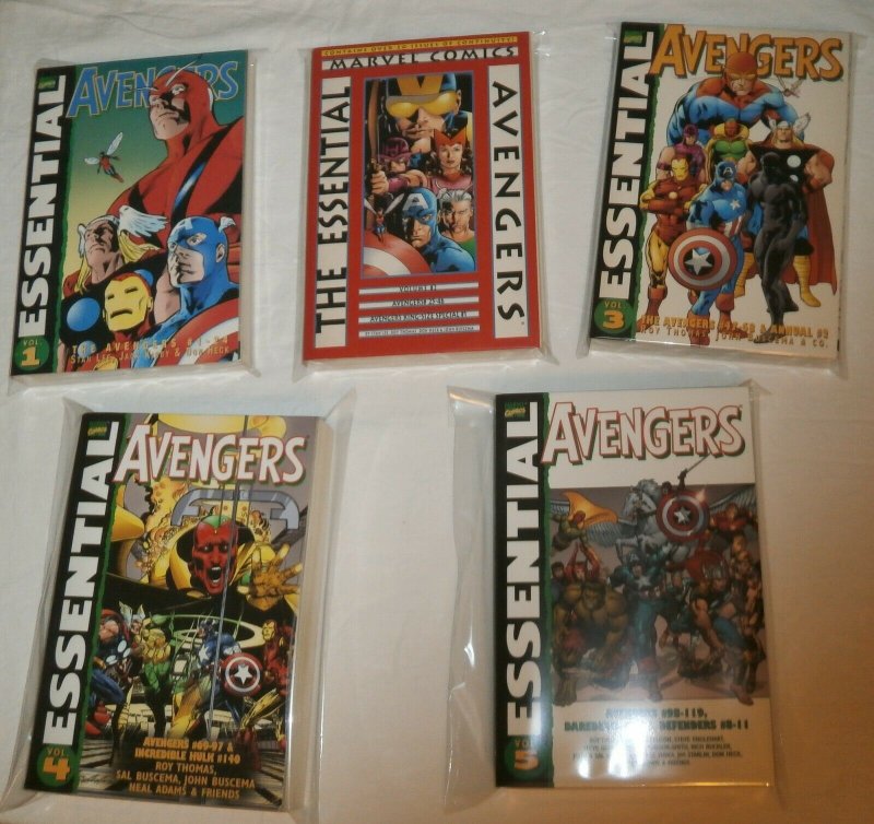 Lot of 5 TPBs: Essential Marvel Avengers #1-5 (Amazing) Lee Kirby Busema 2 3 4