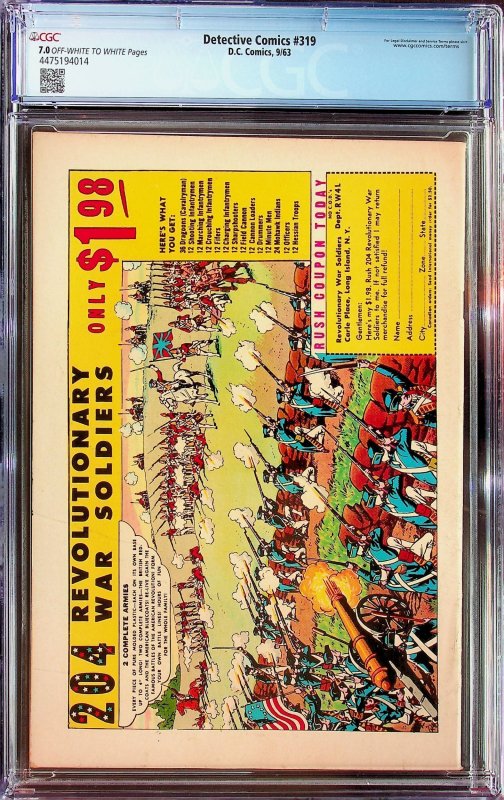 Detective Comics #319 (1963) - CGC 7.0 - Cert#4475194014