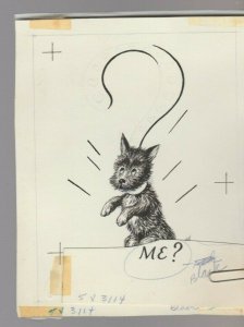 Vintage VALENTINE Dog Terrier Me? 6x7 #3114 Greeting Card Original Art