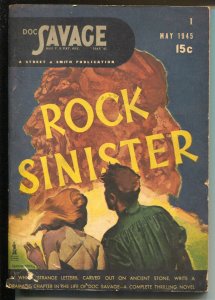 Doc Savage 5/1945- Rock Sinister-hero pulp-VG/FN