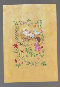 CHRISTMAS Angel in Pink Dress w/ Baby Jesus 5.25x7.5 Greeting Card Art #nn