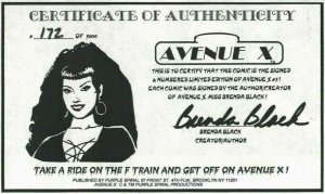 Avenue X #3 VF/NM signed by Brenda Black w/COA (172/3000) wizards + vampires