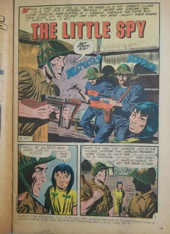 Marine War Heroes Vol 1 #17 Charlton Comic - The Undertaker - 1967 Silver Age VG