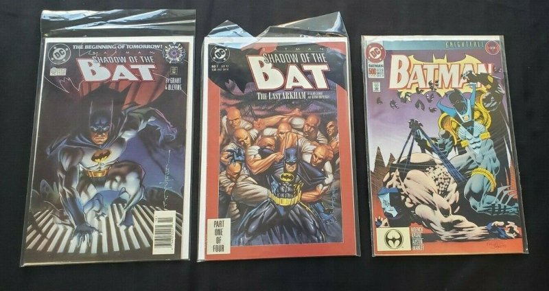 BATMAN 3PC (VF) NEWSSTAND, SHADOW OF THE BAT ISSUE #0 & #1: 1992-94