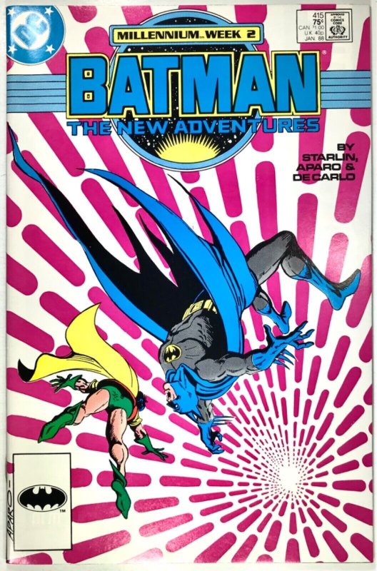 BATMAN Comic Issue 415 — Millennium Crossover — 1988 DC Universe VF+ Condition  