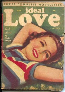 Ideal Love 7/1947-Columbia-pin-up girl portrait cover-pulp fiction-Rhonda Tem...