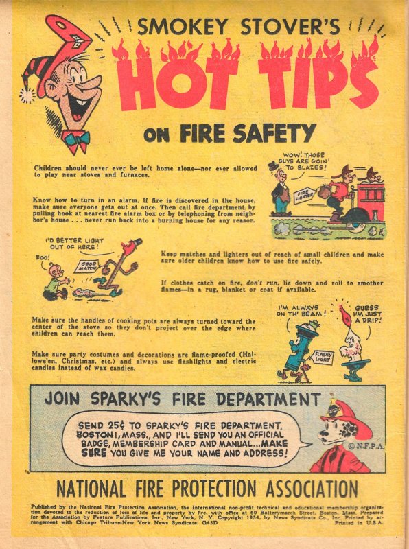 Screwball Fireman 'SMOKEY STOVER' 1954 Promo Comic #2 for Natl Fire Protctn Ass.