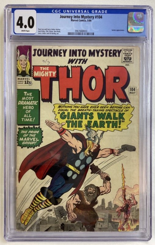 Journey into Mystery #104 - CGC 4.0 - Marvel - 1964 - Stan Lee! Jack Kirby! 