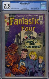 FANTASTIC FOUR #45 CGC 7.5 1ST LOCKJAW INHUMANS SANDMAN DRAGON MAN JACK KIRBY