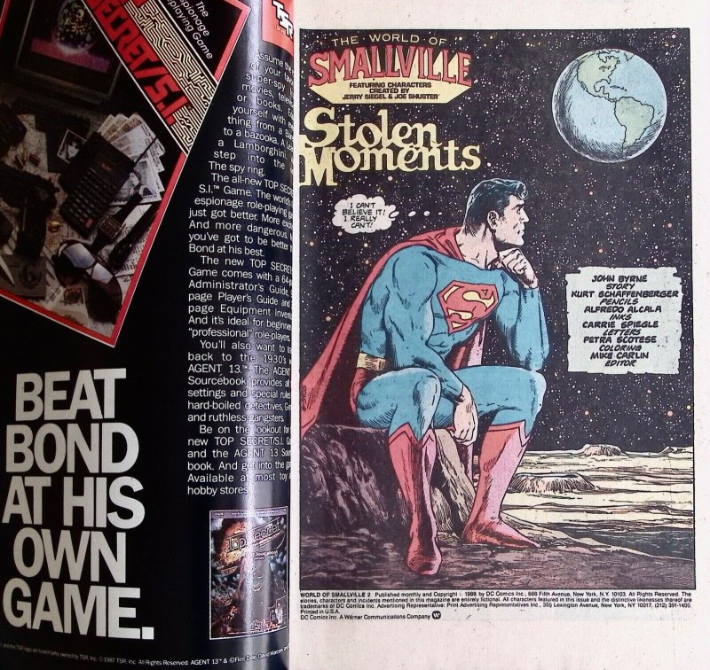 WORLD OF SMALLVILLE Comic # 2 — Superman 36 Pages John Byrne — 1988 DC Universe