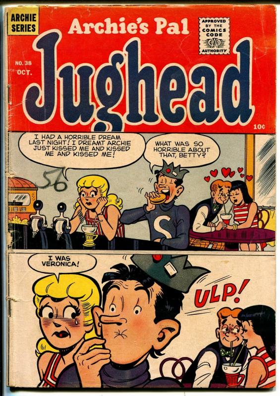 Archie's Pal Jughead #38 1956-MLJ-Betty-Veronica-soda shop  ice cream cover-G/VG