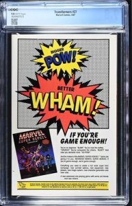 Transfoirmers #27 1987 Marvel Comics CGC 9.8 White Pages 023