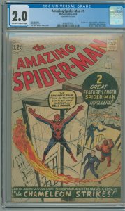 The Amazing Spider-Man #1 (1963) CGC 2.0! Tape on interior cover.