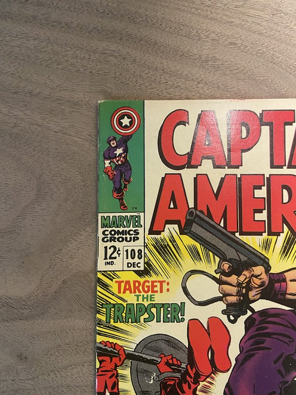 Captain America #108 ( 8.0 VFN ) Jack Kirby, Full Size Spiderman Ad  / 1968