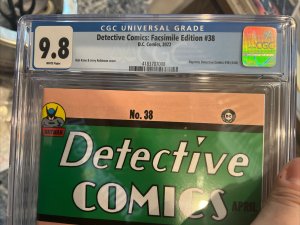 Detective Comics: Facsimile Edition #38 CGC 9.8 Batman 1st appearance of Robin 