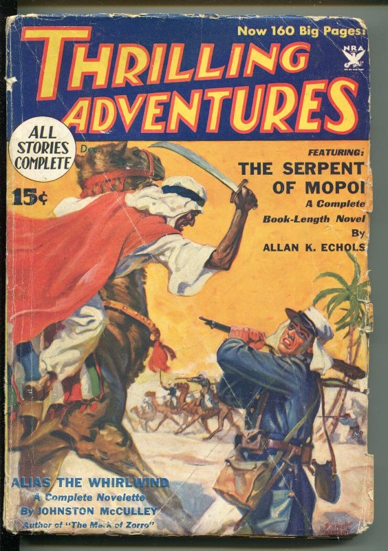 THRILLING ADVENTURES 12/1933-THRILLING-FOREIGN LEGION-JOHNSTON MCCULLEY-ZORRO-vg