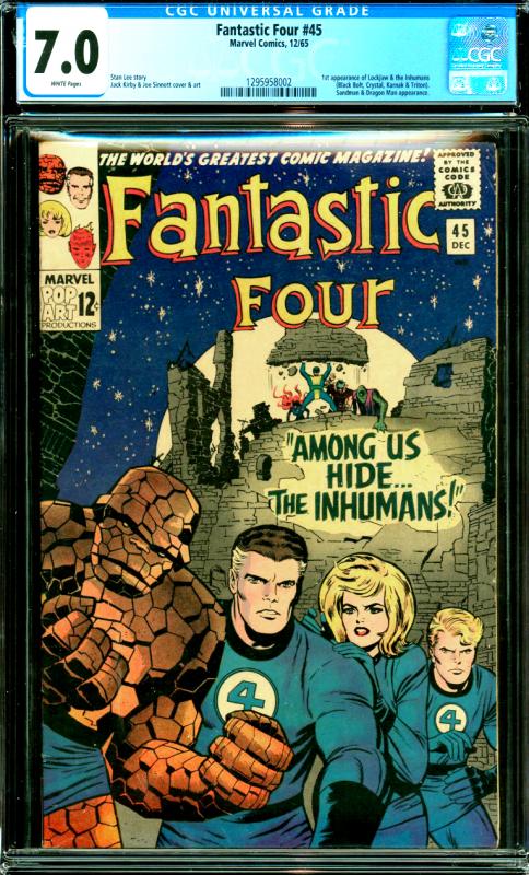 Fantastic Four #45 CGC Graded 7.0 1st Inhumans & Lockjaw