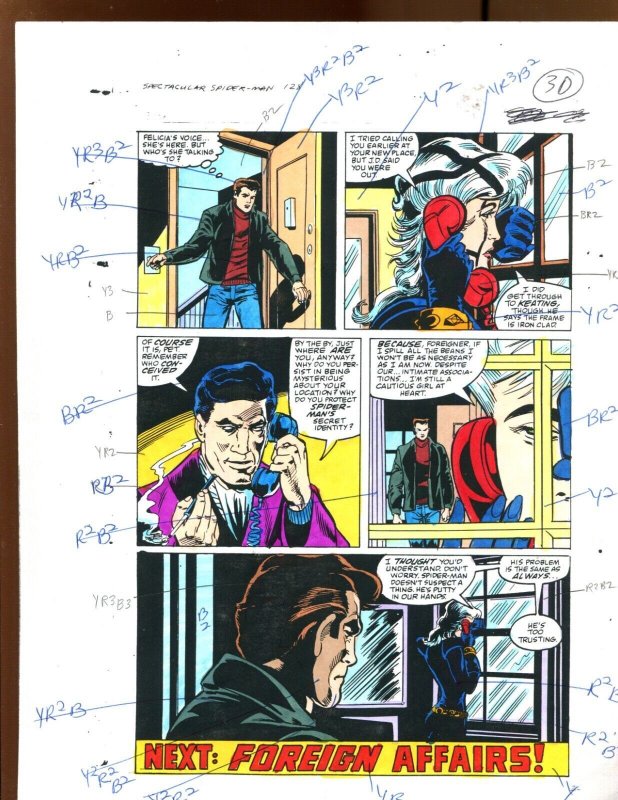 Spectacular Spider Man #128 p.30 Color Guide Art - 1987 Art by Bob Sharen