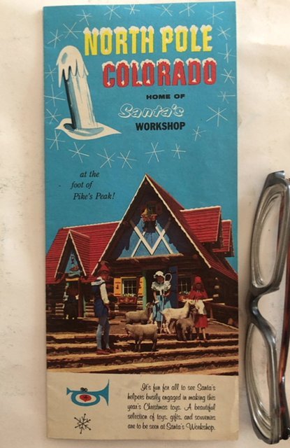 Santas workshop, north pole Colorado tourist brochure, 1964